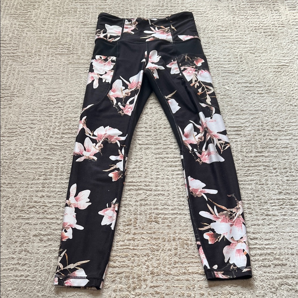 Athleta Floral Black Leggings